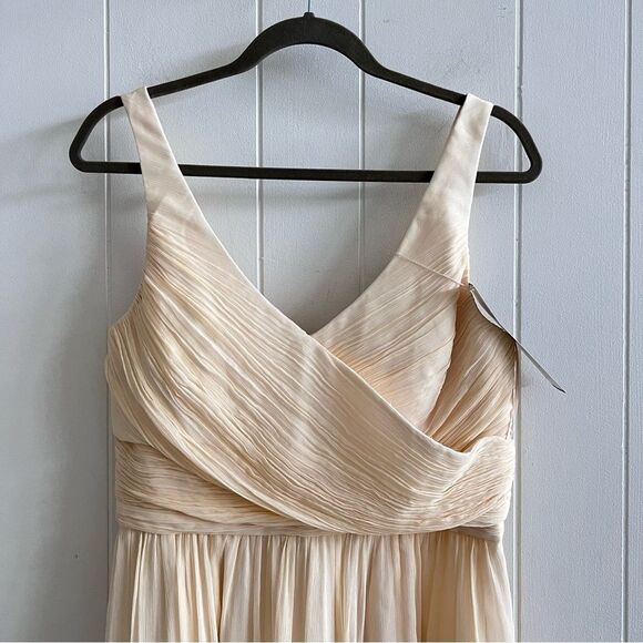 J Crew Bridesmaid Dress Heidi Silk Chiffon Ivory Champagne Size 10 Tall NEW - Picture 13 of 14